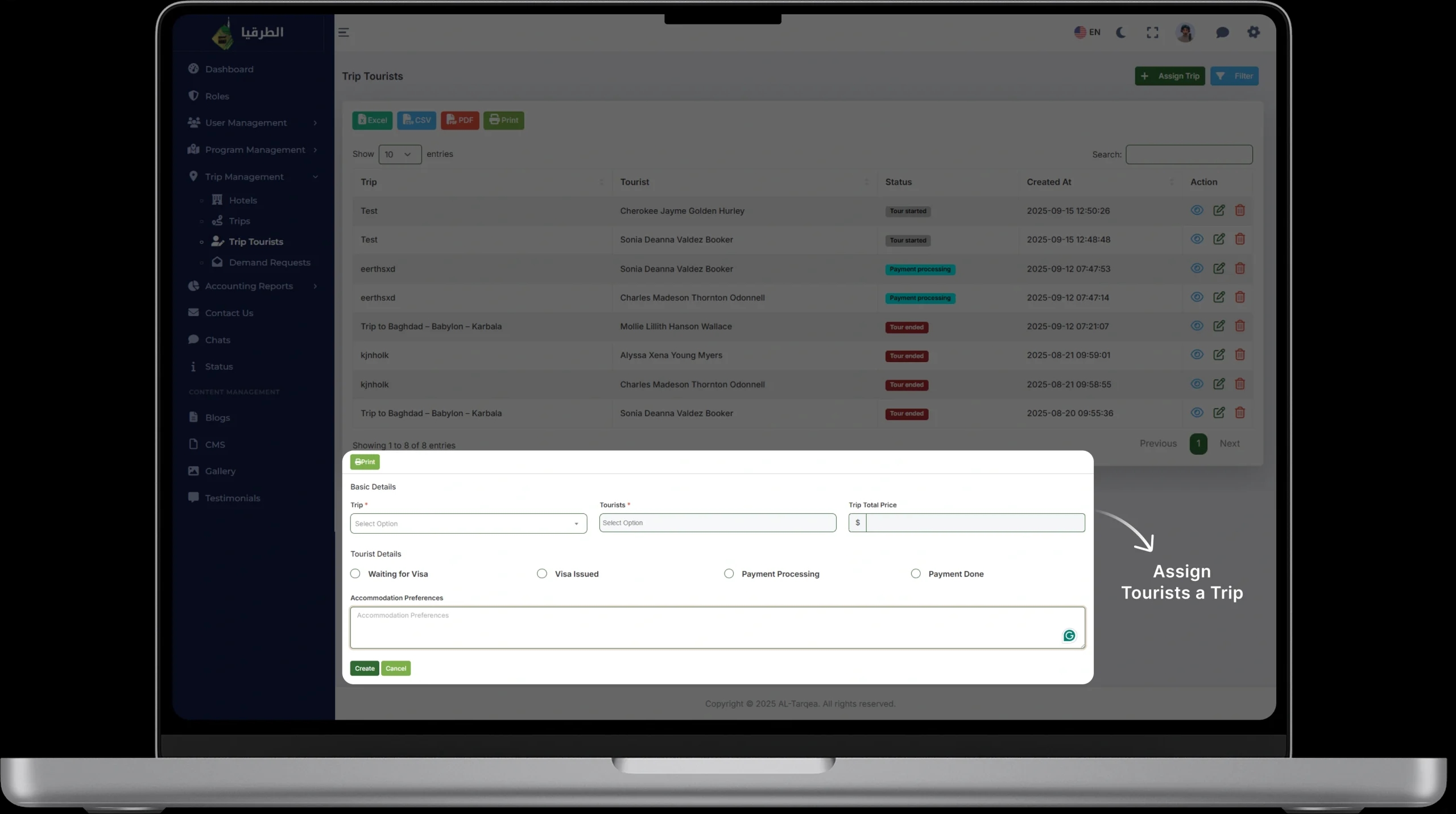 Trip Tourists Management